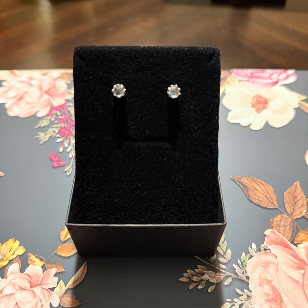 Authentic Pandora Clear Sparkling Crown Stud Earrings